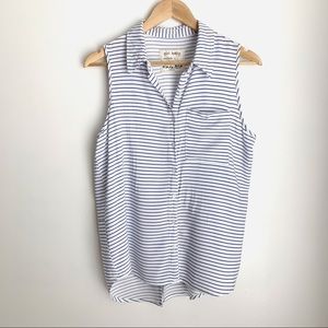 White and Blue Striped Top